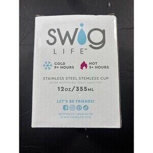 Swig Life Stainless Steel Stemless Wine Cup Shimmer Rose Gold 12oz  NIB Box Wear